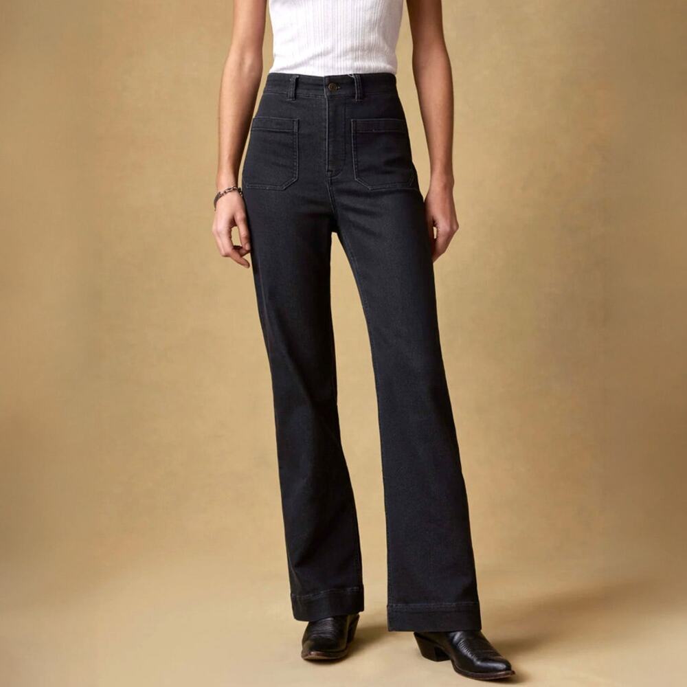Faherty Stretch Terry Patch Pocket Pant in Washed Black Size 28